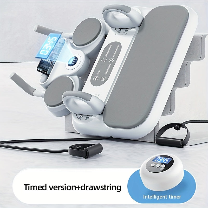 6-in-1 Multifunctional Fitness Board with Automatic Rebound Wheel & Elbow Support – Home Gym Equipment for Leg Slimming, Yoga, and Weight Loss – White PVC Material