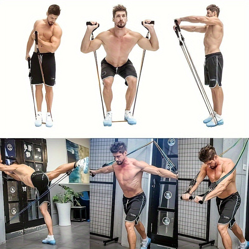 11-Piece TPE Resistance Belt Set with Door Anchor, Handles, Tote Bag, Leg Ankle Belts, and Workout Belts - Home Gym Equipment for Fitness and Physical Therapy
