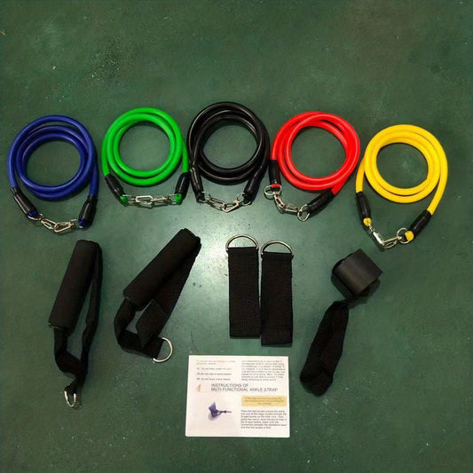 11-Piece TPE Resistance Belt Set with Door Anchor, Handles, Tote Bag, Leg Ankle Belts, and Workout Belts - Home Gym Equipment for Fitness and Physical Therapy