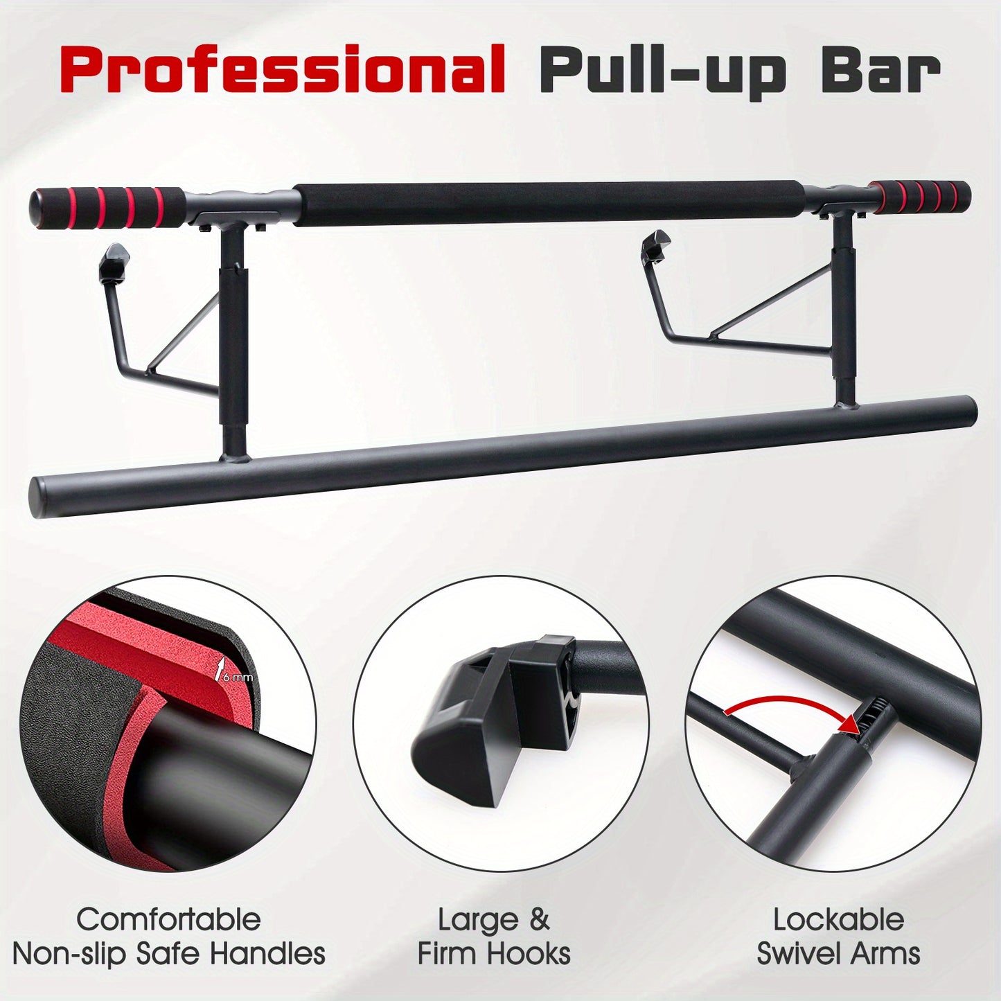 Foldable Strength Training Chin-Up Bar Pro - No Screw, Space-Saving, Doorway-Mounted, Home Gym Equipment for Effective Upper Body Workout, Fitness, and Exercise - Durable, Sturdy, and Portable