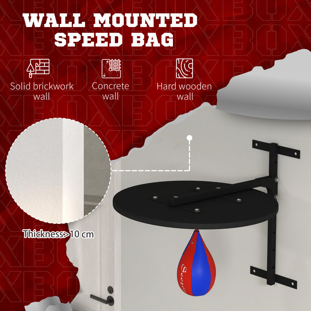 Soozier Adjustable Height Wall-Mounted Punching Bag Platform with 360° Swivel, 7-Level Height Adjustment & Heavy-Duty Steel Frame - Space-Saving Home Gym Equipment for Boxing, Kickboxing, MMA Training (Concrete/Brick/Wood Wa