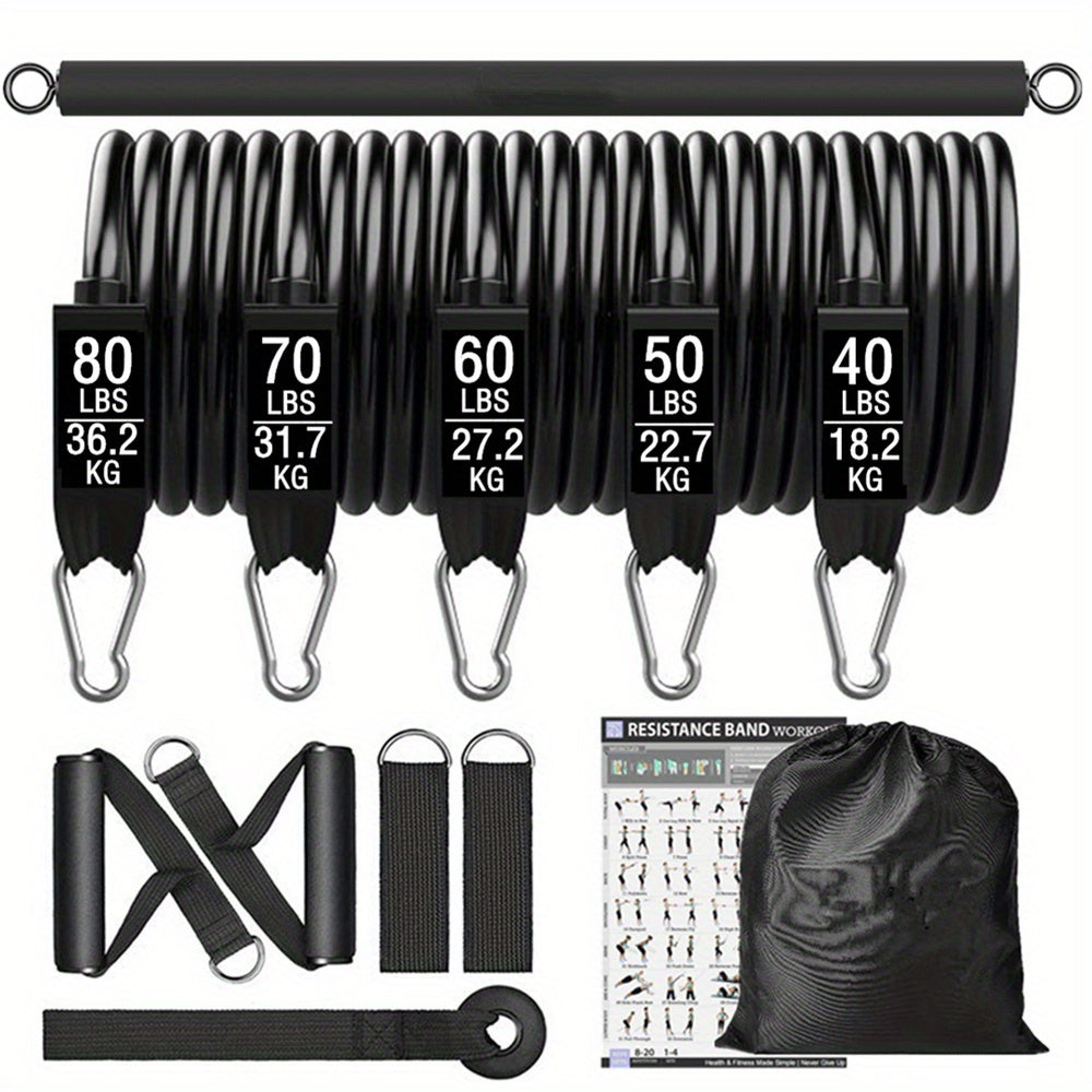 300lbs Workout Bar Fitness Resistance Bands Set Pilates Yoga Pull Rope Exercise Training Expander Gym Equipment for Home Bodybuilding