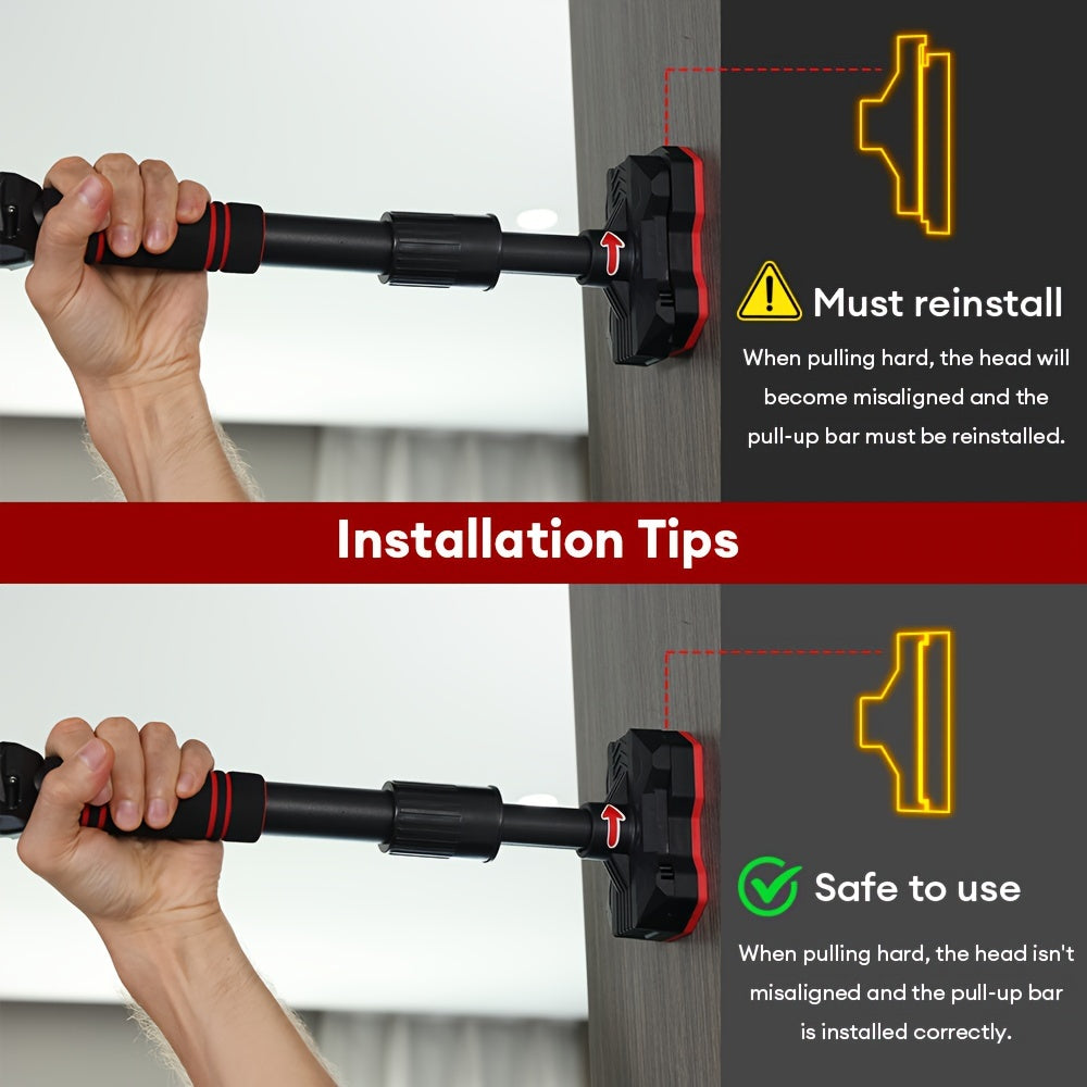 1pc Heavy-Duty Adjustable Pull-Up Bar - Multi-Functional Home Gym Equipment for Chin-Ups, Body Exercise, and Strength Training - Max 440lbs Capacity, Sturdy Construction, and Easy Installation