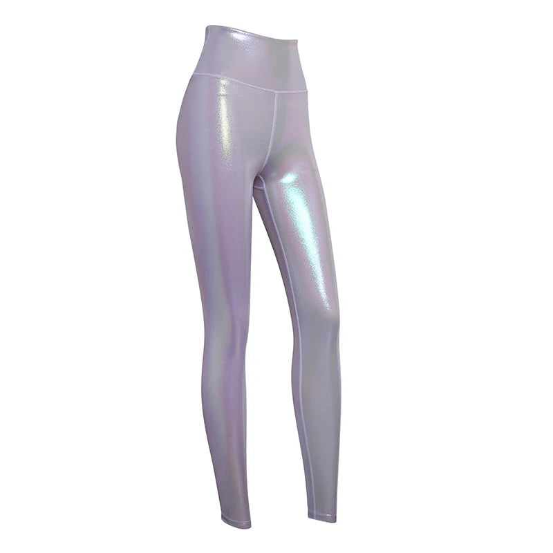Tiktokleggings Women Shiny Sport Leggings High Rise Stretchy Gym Wears Compressive Breathable Push Up Iridescent Activewears