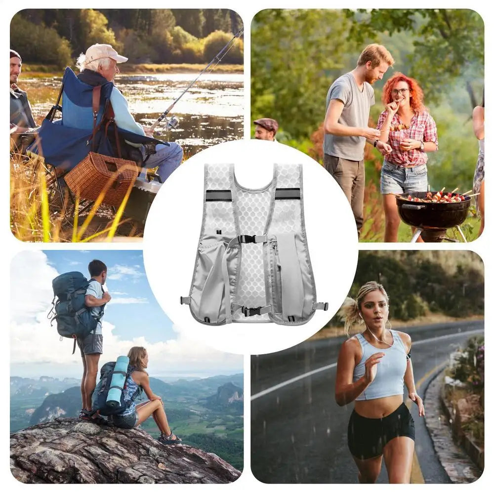 Running Vest with Multiple Pocket Lightweight Reflective Hydration Backpack Breathable Material Vest for Climbing Hiking Camping