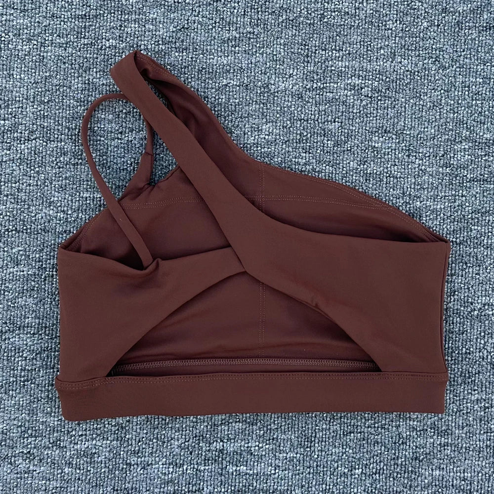 Women Shockproof Sport Bra Women's Beautiful Back Gym Sports Underwear Women Oblique Shoulder Straps Running Fitness Yoga Bra 