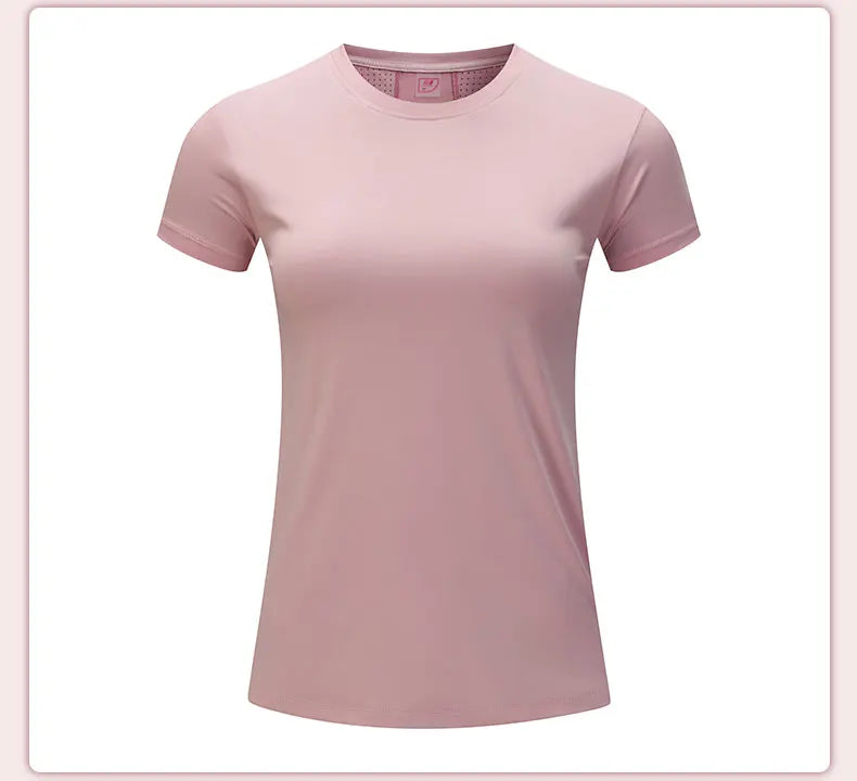Women Gym Jogging Top Fitness Quick Dry Yoga Shirts Short Sleeve Mesh Athletic Shirt Outdoor Running Sporting Sweat Suits Pink