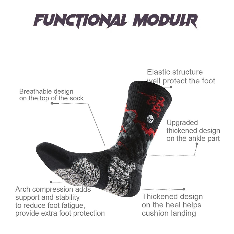 Professional Sports Socks with Ankle Cushioning Anti-Slip Breathable and Shock-Absorbing for Running Gym