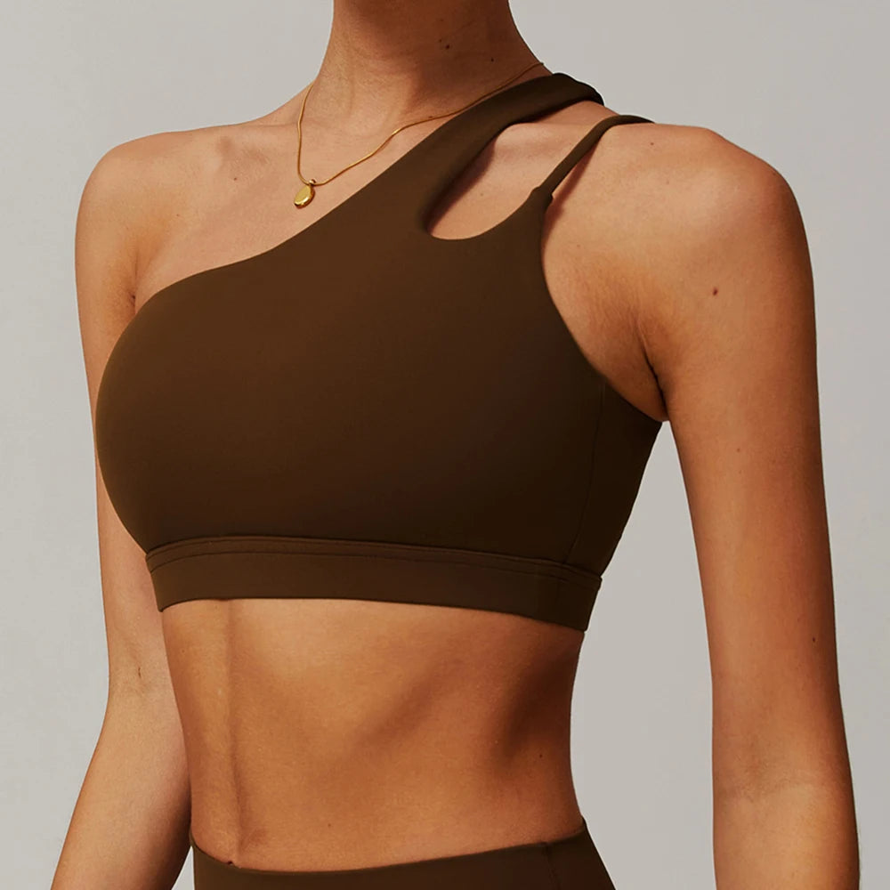 Women Shockproof Sport Bra Women's Beautiful Back Gym Sports Underwear Women Oblique Shoulder Straps Running Fitness Yoga Bra 