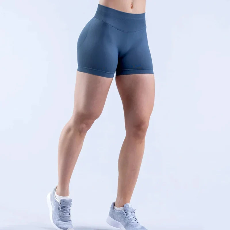 Impact Gym Shorts Women Fitness Sports Biker Shorts 4.5" Low Ribbed Band Yoga Shorts Workout Scrunch Butt Seamless Leggings