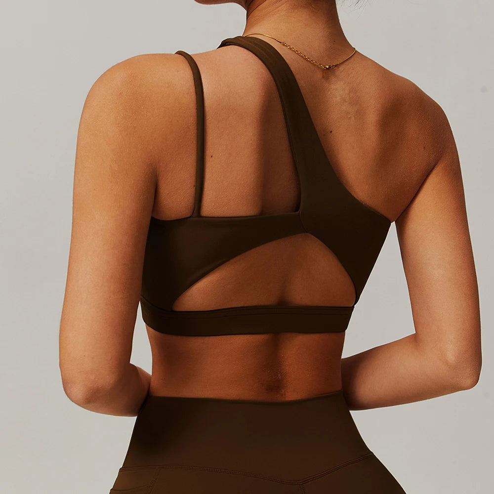 Women Shockproof Sport Bra Women's Beautiful Back Gym Sports Underwear Women Oblique Shoulder Straps Running Fitness Yoga Bra 