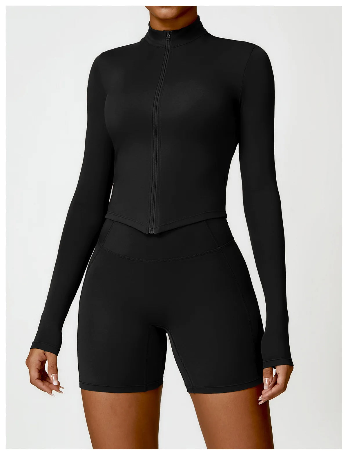 Women's Gym Exercise Shirt Yoga Long Sleeve Sportswear Top Zipper Jacket Gym Push Up Workout Tops Running Cycling Sportswear