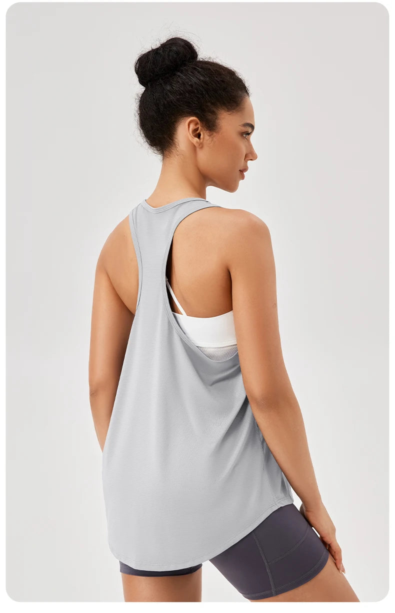 Women Gym Yoga Vest Athletic Fitness Sports Tank Tops Quick Dry Running Blouse Workout Tops Sleeveless Back Yoga Shirts Gym Top