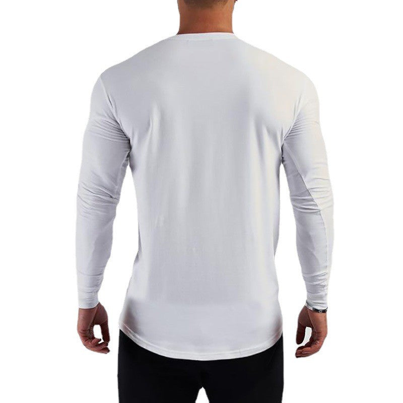 Running T-shirt Men Long Sleeve Shirt Autumn Outdoor Sports Tops Cotton Pullovers Slim Fit Gym Bodybuilding Fitness Tee Shirt