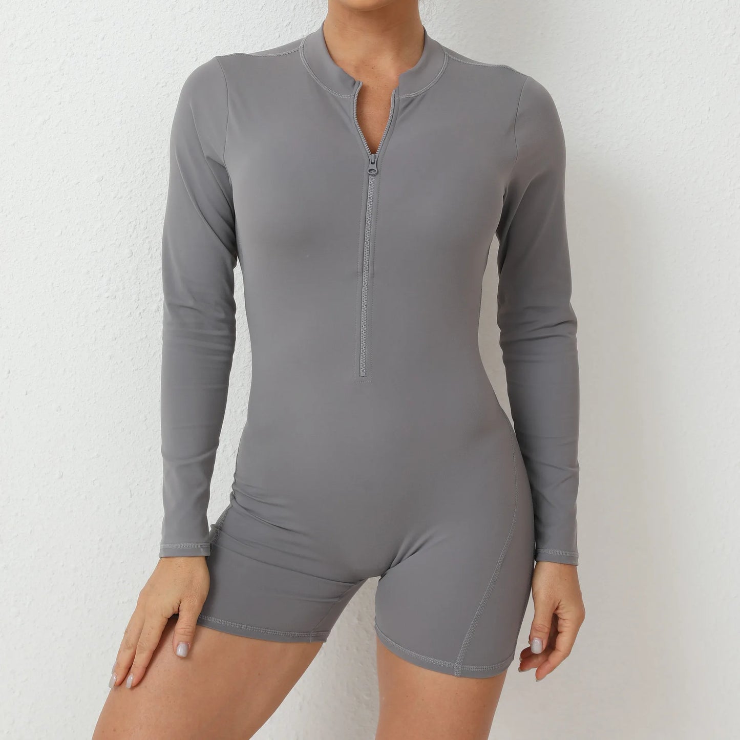 V Back Scrunch One-Piece Suit Push Up Sports Jumpsuit Woman Fitness Zipper Overalls Workout Rompers Women Gym Bodysuits Female