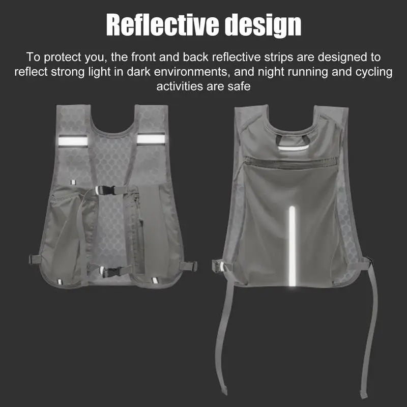 Running Vest with Multiple Pocket Lightweight Reflective Hydration Backpack Breathable Material Vest for Climbing Hiking Camping