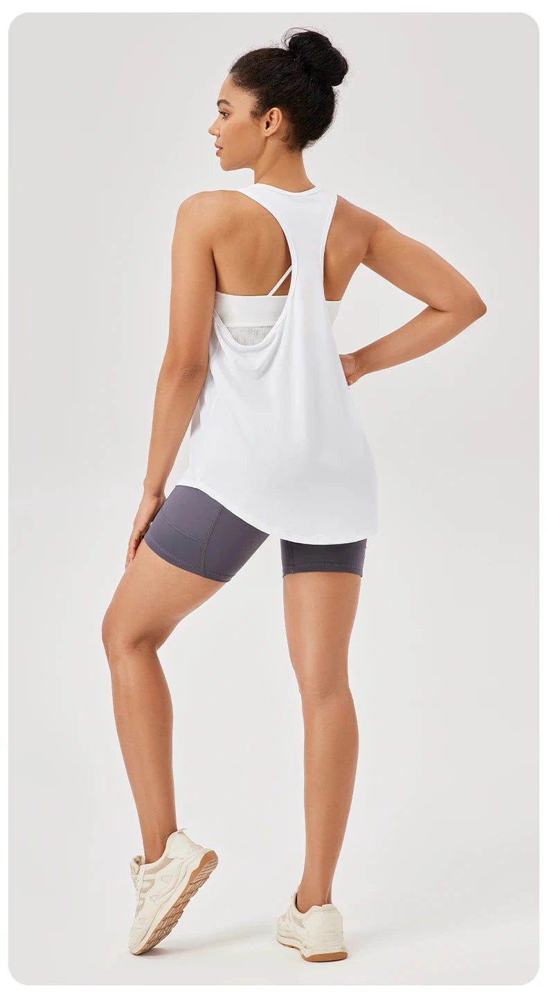 Women Gym Yoga Vest Athletic Fitness Sports Tank Tops Quick Dry Running Blouse Workout Tops Sleeveless Back Yoga Shirts Gym Top