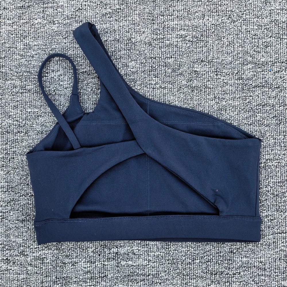 Women Shockproof Sport Bra Women's Beautiful Back Gym Sports Underwear Women Oblique Shoulder Straps Running Fitness Yoga Bra 