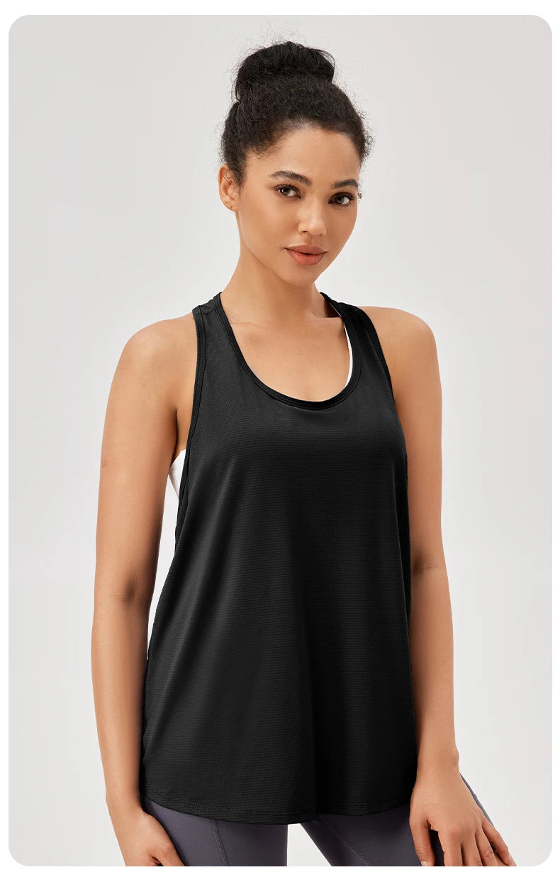 Women Gym Yoga Vest Athletic Fitness Sports Tank Tops Quick Dry Running Blouse Workout Tops Sleeveless Back Yoga Shirts Gym Top