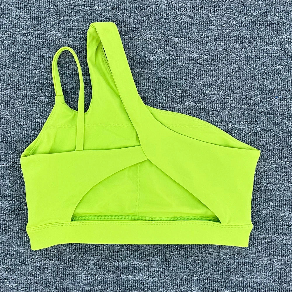 Women Shockproof Sport Bra Women's Beautiful Back Gym Sports Underwear Women Oblique Shoulder Straps Running Fitness Yoga Bra 