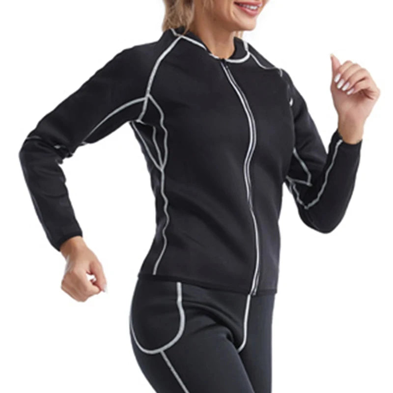 Sauna Suits for Women Gym Clothing Sets Running Fitness Exercise Sportswear Pants Weight Loss Sweating Sports Suit Workout Tops