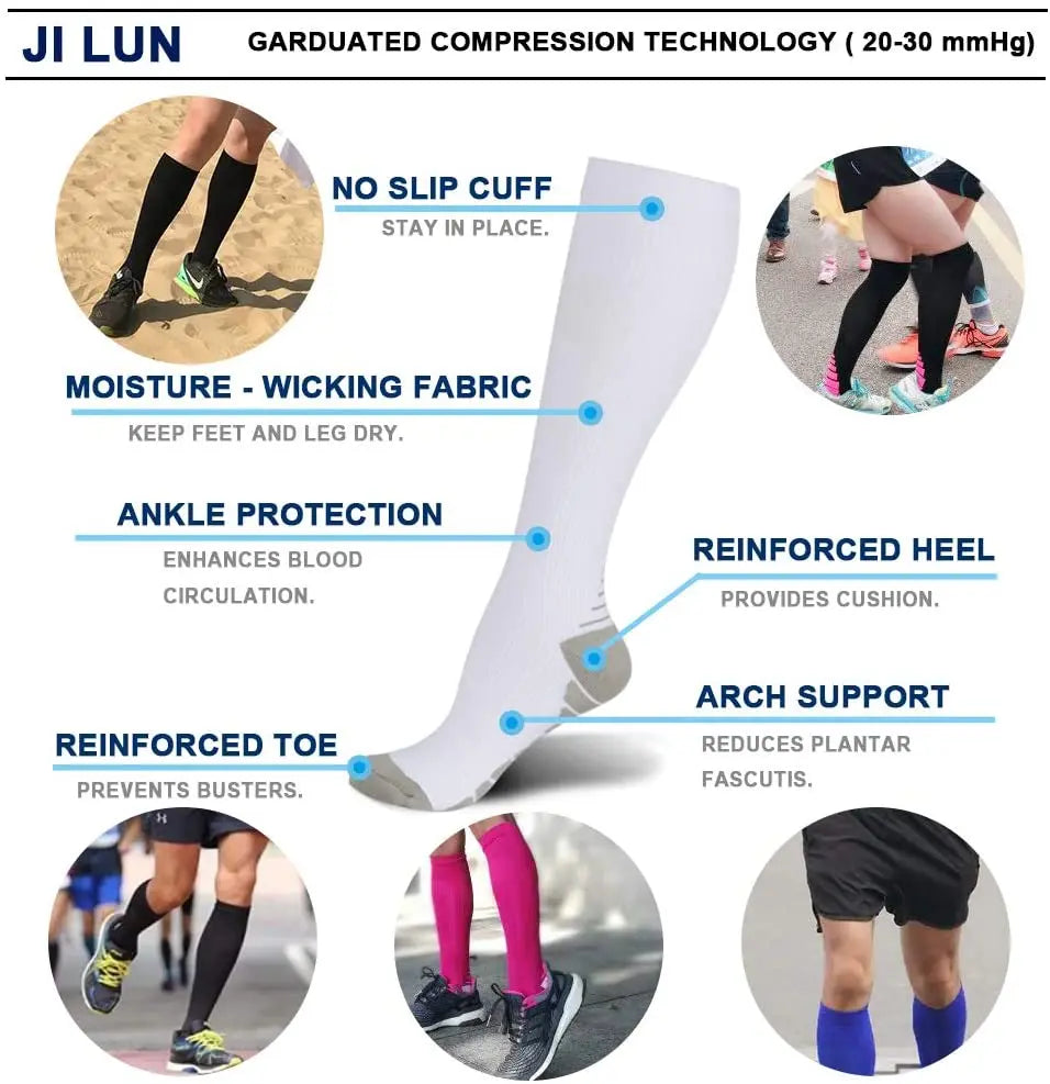 Running Compression Socks Stockings 20-30 mmhg Men Women Sports Socks for Nursing Rugby Marathon Cycling Football Varicose Veins