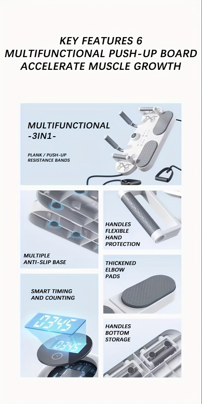 6-in-1 Multifunctional Fitness Board with Automatic Rebound Wheel & Elbow Support – Home Gym Equipment for Leg Slimming, Yoga, and Weight Loss – White PVC Material