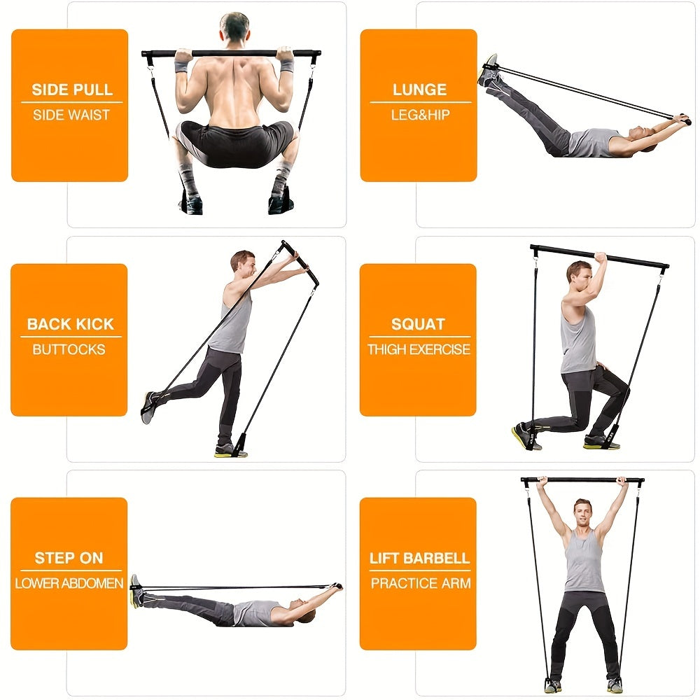 300lbs Workout Bar Fitness Resistance Bands Set Pilates Yoga Pull Rope Exercise Training Expander Gym Equipment for Home Bodybuilding