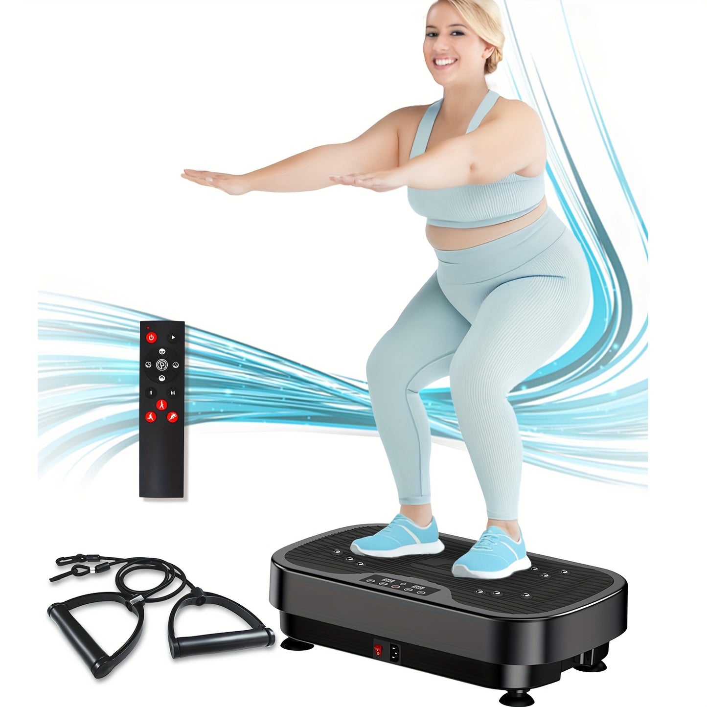 [Full Body Vibration] Full Body Vibration Plate Exercise Machine - 9-Mode, USB Powered, Remote Control - Home Gym Equipment for Lymphatic Drainage & Wellness