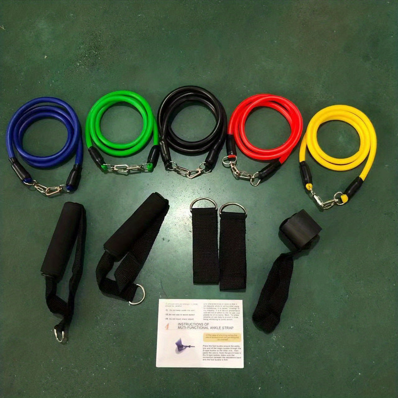 11-Piece TPE Resistance Belt Set with Door Anchor, Handles, Tote Bag, Leg Ankle Belts, and Workout Belts - Home Gym Equipment for Fitness and Physical Therapy