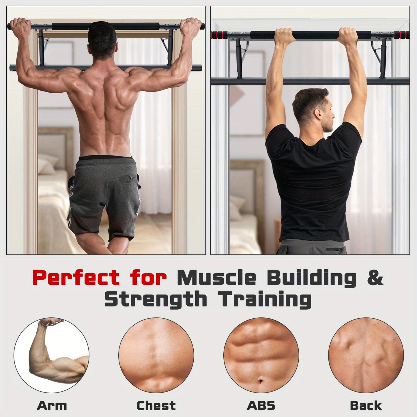 Foldable Strength Training Chin-Up Bar Pro - No Screw, Space-Saving, Doorway-Mounted, Home Gym Equipment for Effective Upper Body Workout, Fitness, and Exercise - Durable, Sturdy, and Portable