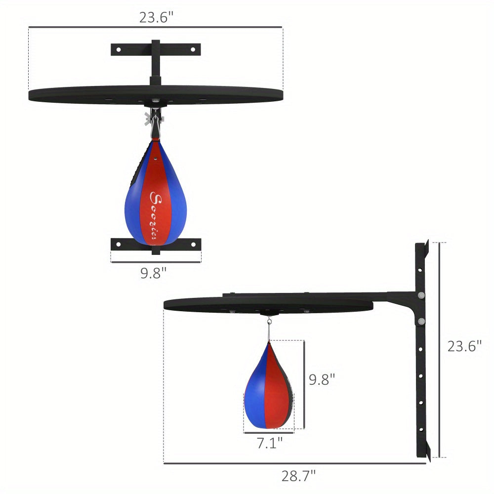 Soozier Adjustable Height Wall-Mounted Punching Bag Platform with 360° Swivel, 7-Level Height Adjustment & Heavy-Duty Steel Frame - Space-Saving Home Gym Equipment for Boxing, Kickboxing, MMA Training (Concrete/Brick/Wood Wa