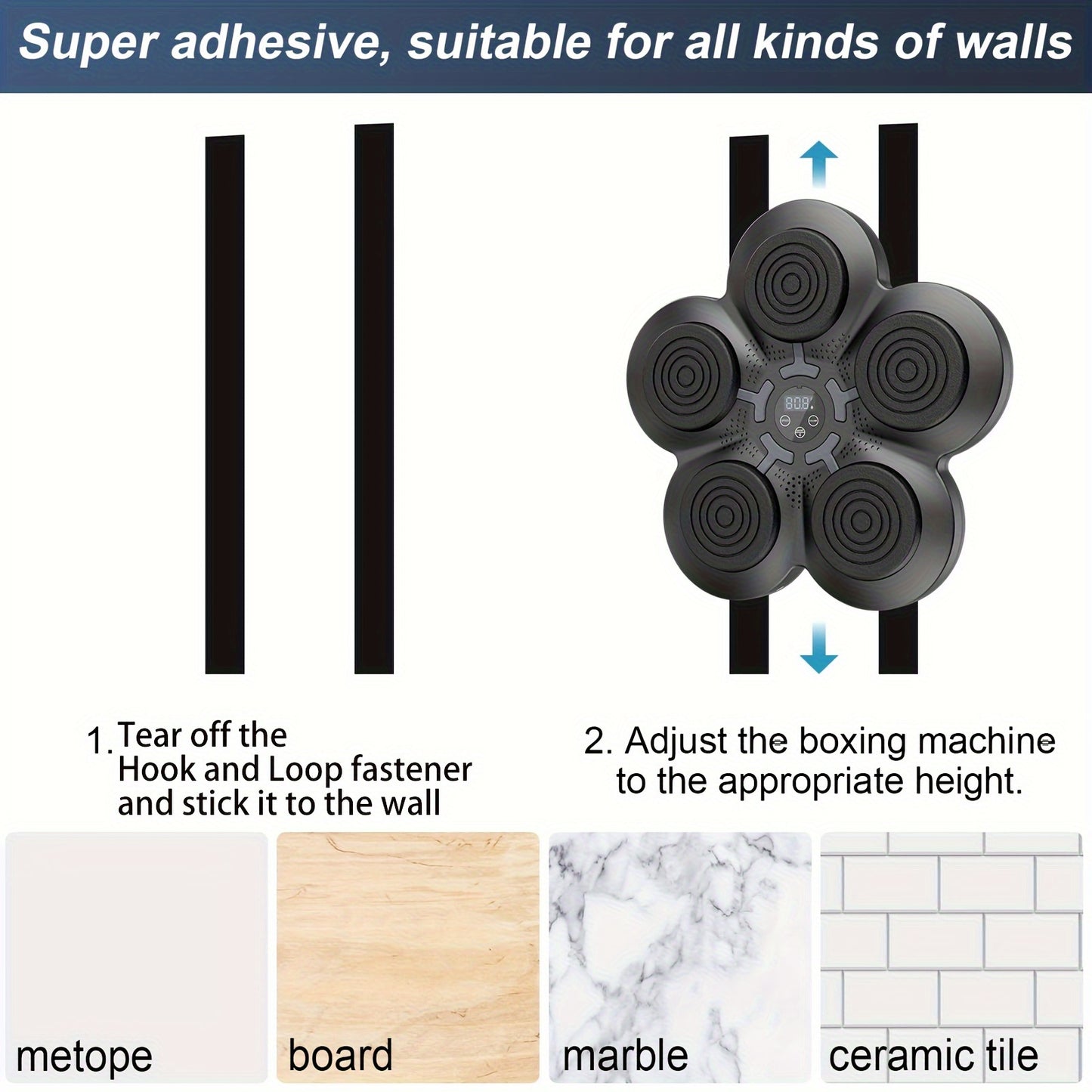 Wall-Mounted Music Boxing Trainer with LED Lights & Gloves – Adjustable Home Gym Equipment for Adults, Family Fitness, and Relax