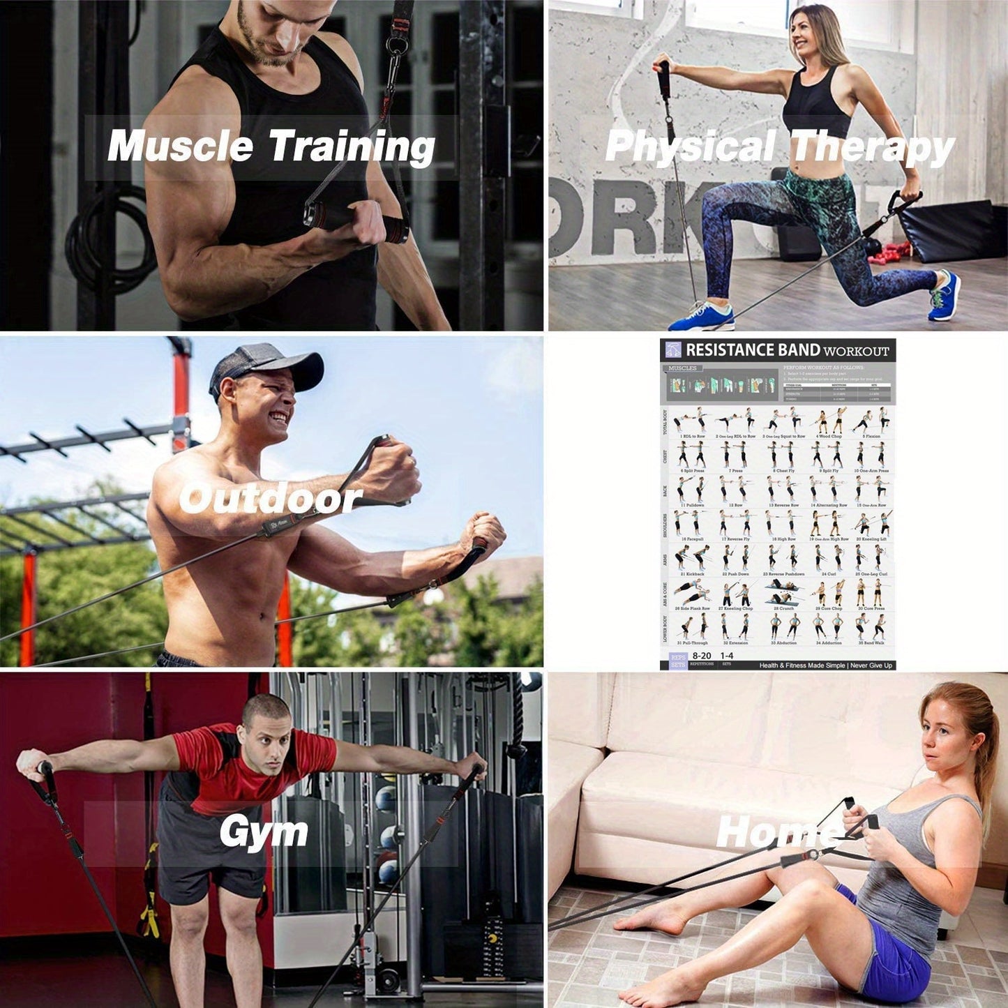 300lbs Workout Bar Fitness Resistance Bands Set Pilates Yoga Pull Rope Exercise Training Expander Gym Equipment for Home Bodybuilding
