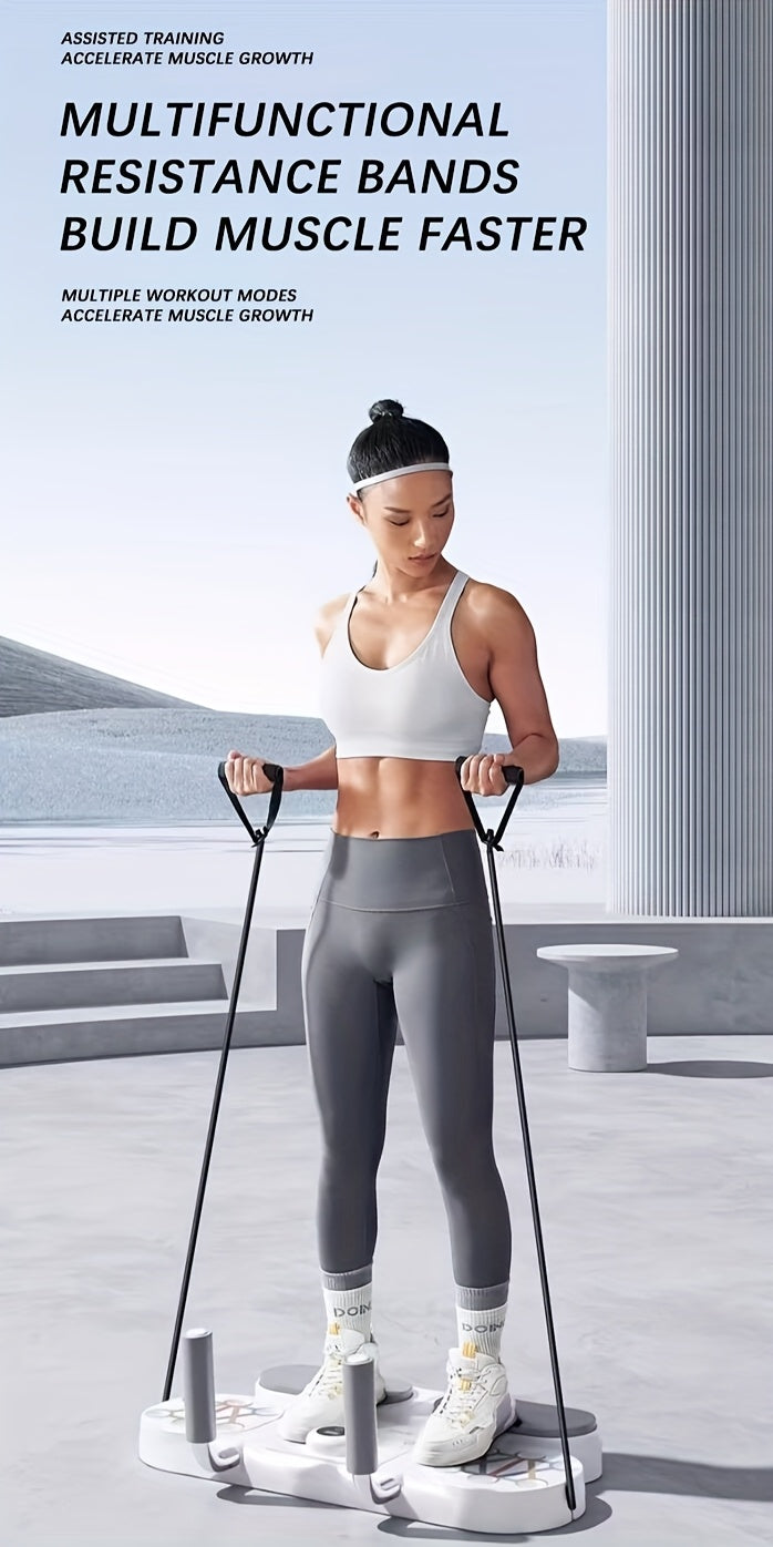 6-in-1 Multifunctional Fitness Board with Automatic Rebound Wheel & Elbow Support – Home Gym Equipment for Leg Slimming, Yoga, and Weight Loss – White PVC Material