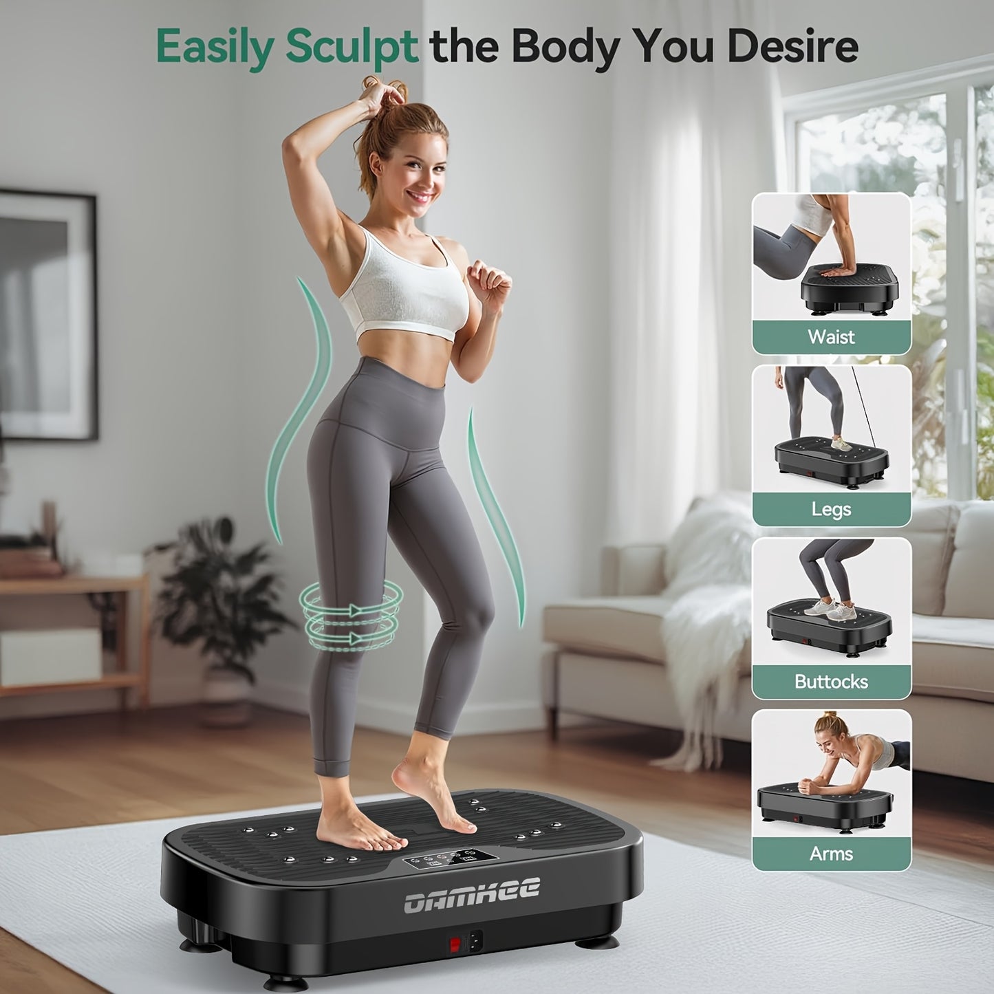 [Full Body Vibration] Full Body Vibration Plate Exercise Machine - 9-Mode, USB Powered, Remote Control - Home Gym Equipment for Lymphatic Drainage & Wellness