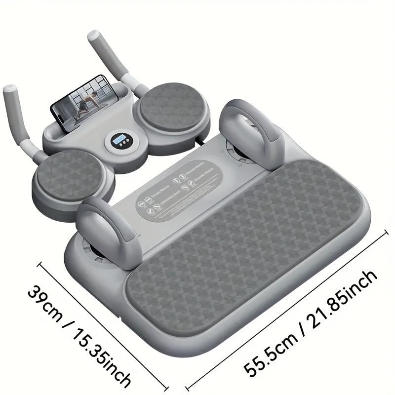 6-in-1 Multifunctional Fitness Board with Automatic Rebound Wheel & Elbow Support – Home Gym Equipment for Leg Slimming, Yoga, and Weight Loss – White PVC Material