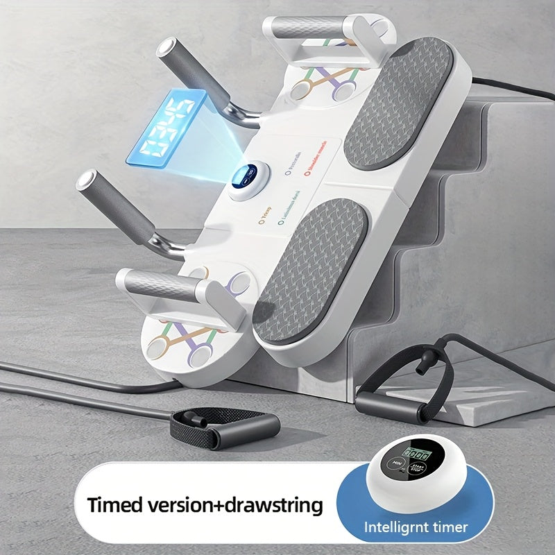 6-in-1 Multifunctional Fitness Board with Automatic Rebound Wheel & Elbow Support – Home Gym Equipment for Leg Slimming, Yoga, and Weight Loss – White PVC Material