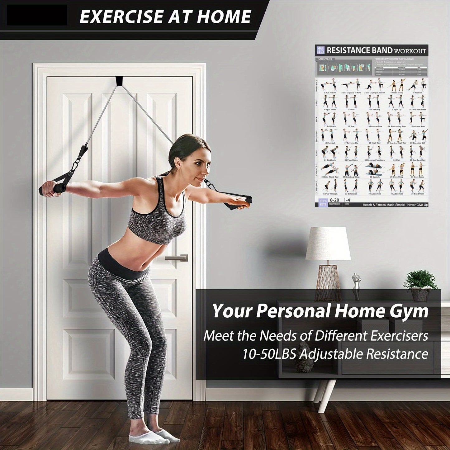 300lbs Workout Bar Fitness Resistance Bands Set Pilates Yoga Pull Rope Exercise Training Expander Gym Equipment for Home Bodybuilding