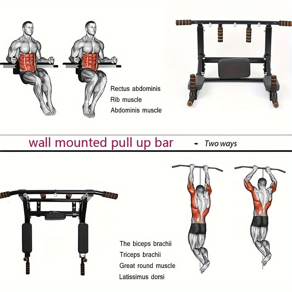 1pc Premium Wall Mounted Pull-Up Bar - Essential for Core Strength Training, Muscle Building, and Fitness - Home Gym Equipment for Upper Body Workout
