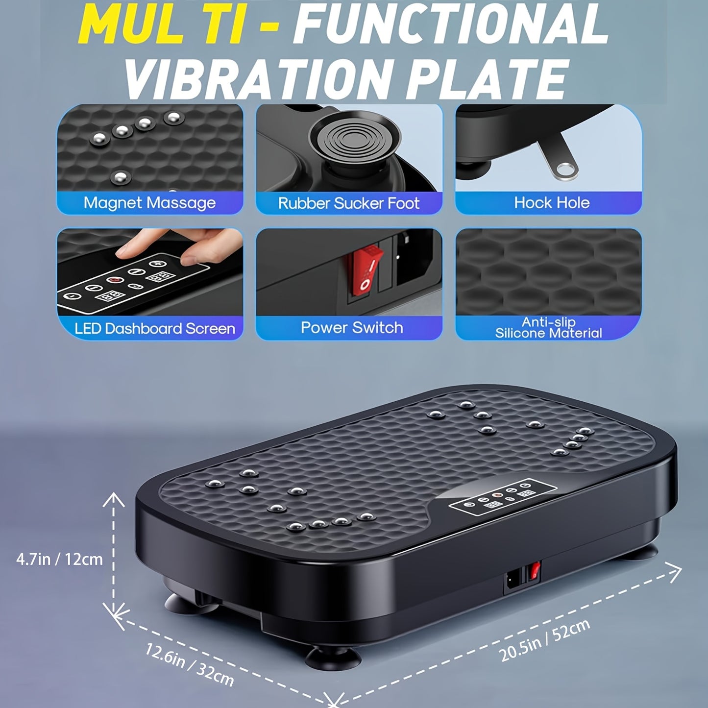 [Full Body Vibration] Full Body Vibration Plate Exercise Machine - 9-Mode, USB Powered, Remote Control - Home Gym Equipment for Lymphatic Drainage & Wellness