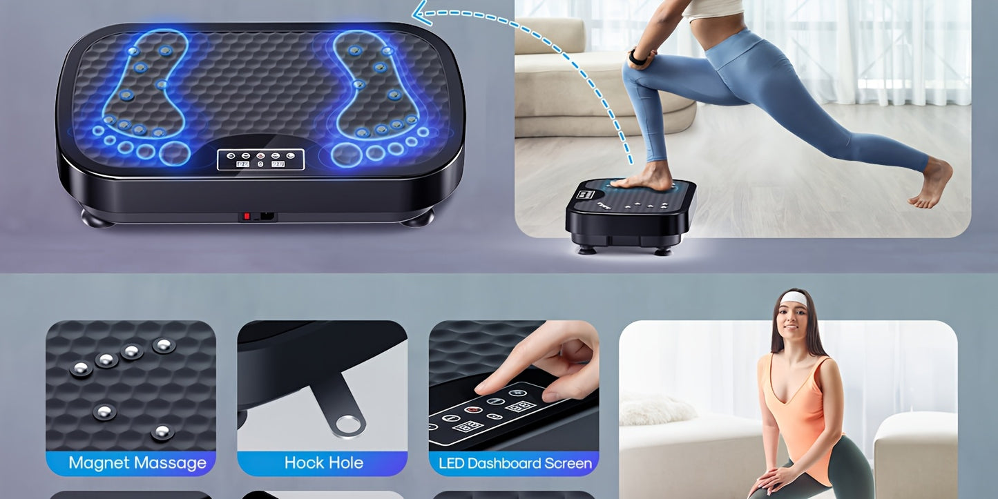 [Full Body Vibration] Full Body Vibration Plate Exercise Machine - 9-Mode, USB Powered, Remote Control - Home Gym Equipment for Lymphatic Drainage & Wellness