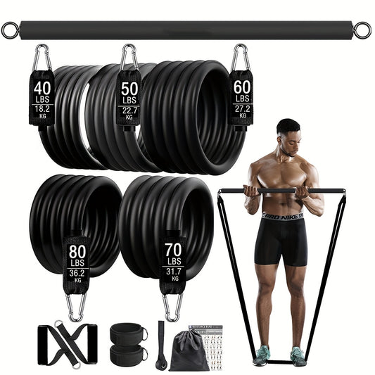 300lbs Workout Bar Fitness Resistance Bands Set Pilates Yoga Pull Rope Exercise Training Expander Gym Equipment for Home Bodybuilding