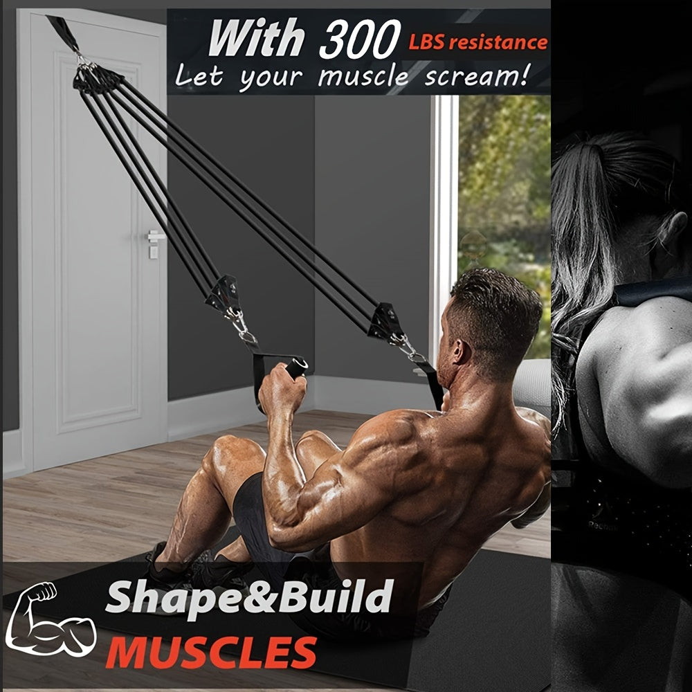 300lbs Workout Bar Fitness Resistance Bands Set Pilates Yoga Pull Rope Exercise Training Expander Gym Equipment for Home Bodybuilding
