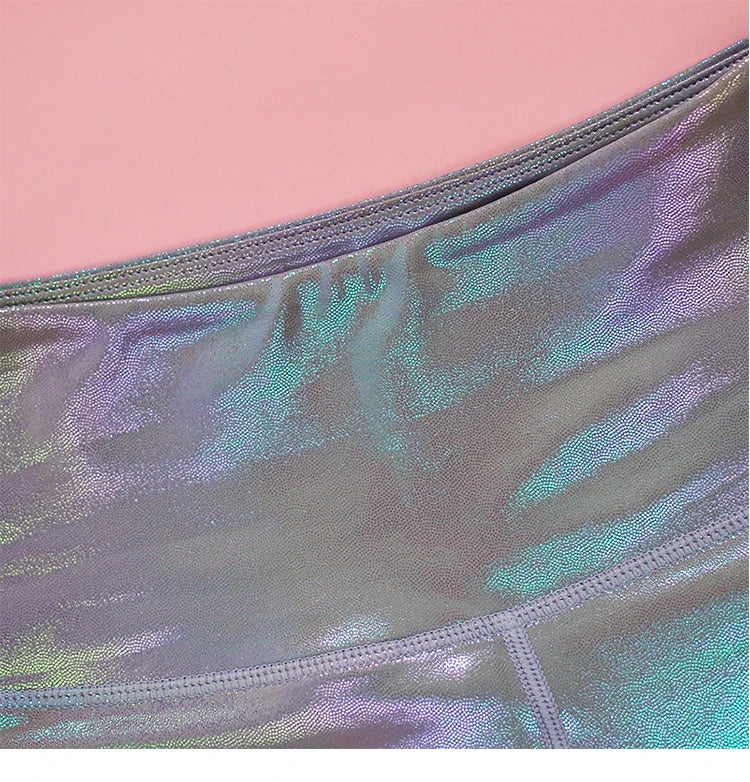 Tiktokleggings Women Shiny Sport Leggings High Rise Stretchy  Gym Wears Compressive Breathable Push Up Iridescent Activewears