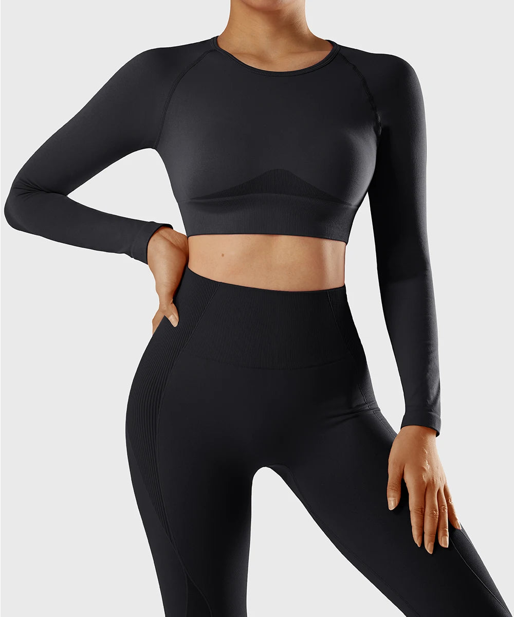 Yoga Top Women's  Long Sleeved Sports Shirts Running Training Fitness Top Windproof Running Suit Mujer Workout Gym Top Gym Shirt