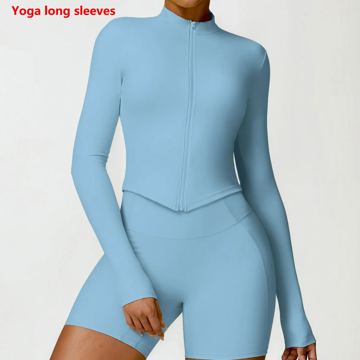 Women's Gym Exercise Shirt Yoga Long Sleeve Sportswear Top Zipper Jacket Gym Push Up Workout Tops Running Cycling Sportswear