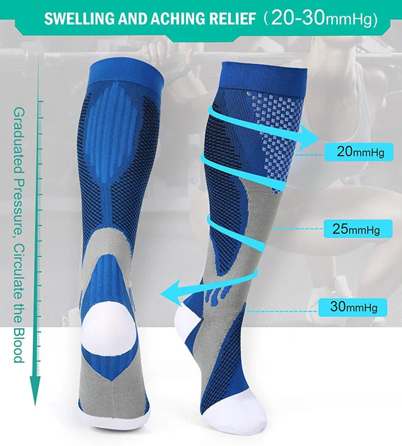 Running Compression Socks Stockings 20-30 mmhg Men Women Sports Socks for Nursing Rugby Marathon Cycling Football Varicose Veins
