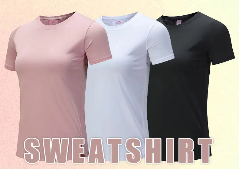 Women Gym Jogging Top Fitness Quick Dry Yoga Shirts Short Sleeve Mesh  Athletic Shirt Outdoor Running Sporting Sweat Suits Pink