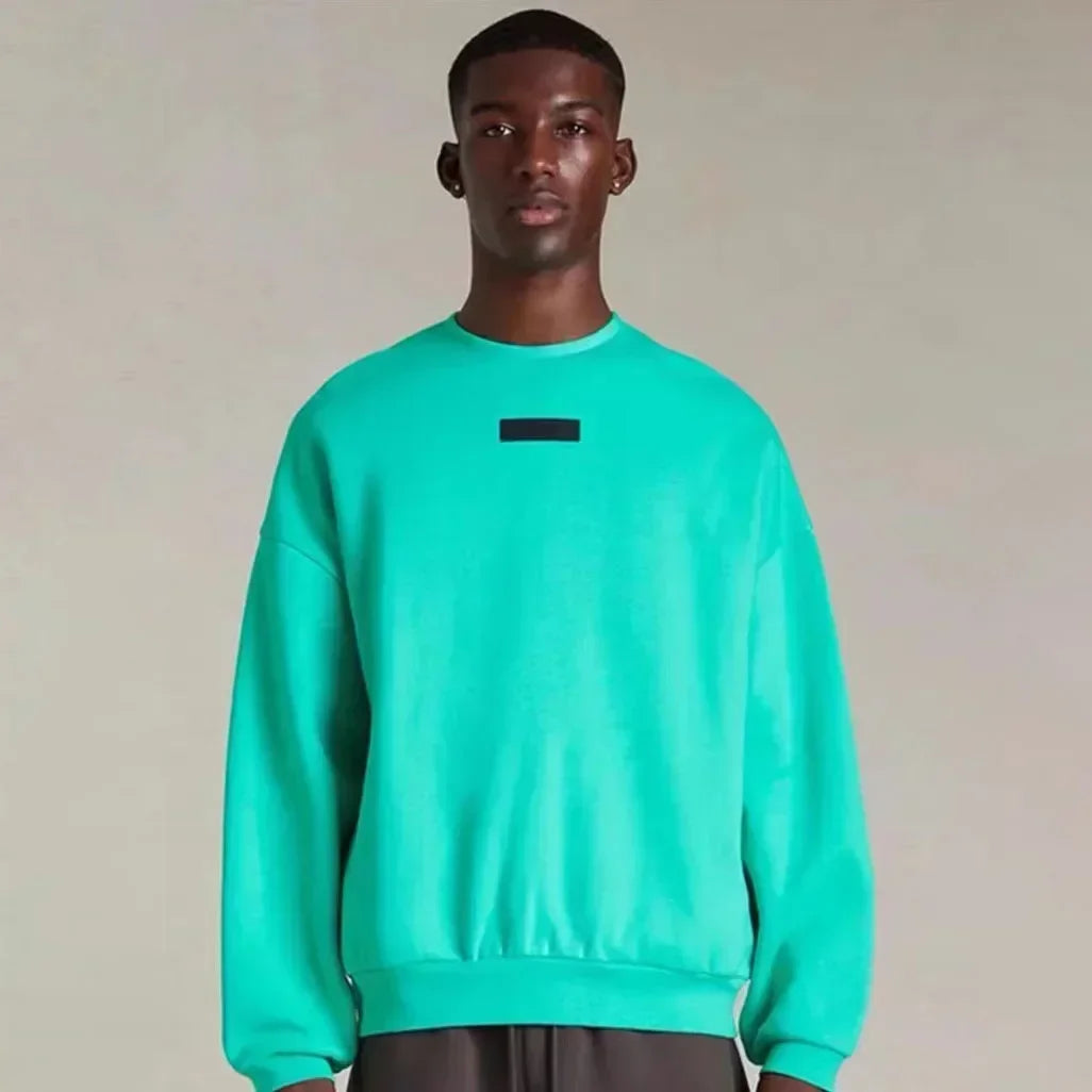 24ss Luxury Design Men's Round Neck Sweaters Couple High Street Solid Color Thickened Warm High Street Round Neck Pullover